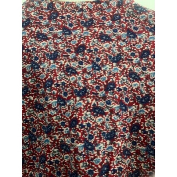 Lucky Brand Size XL/TG  Red Blue Paisley Print Peasant Top Lagenlook Boho - Picture 5 of 14